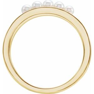 14K Yellow Gold  2.5 Mm Cultured Pearl Stackable Ring Size 7