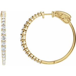 14K Yellow Gold Pair Round Shape 3Mm I1, Gh 1 1/3 Ctw Lab-Grown Diamond Graduated Hoops, Length: 30 Mm, Thickness: 3 Mm