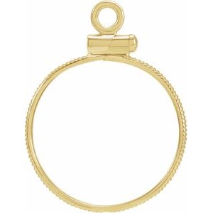 14K Yellow Gold Filled Sterling Silver 17.9 Mm Screw Top Polished Coin Edge Coin Frame Bezel Pendant