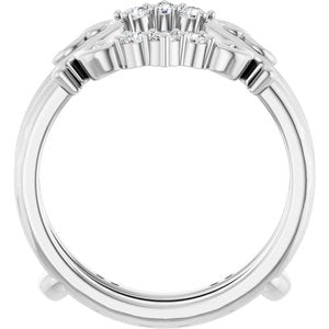 14K White Gold Round 2 Mm Polished 1/6 Ctw Lab-Grown Diamond Ring Guard Size 7