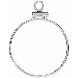 Sterling Silver 21.1 Mm Screw Top Polished Coin Edge Coin Frame Bezel Pendant