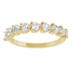 14K Yellow Gold Lab-Grown Diamond Heart 3 X 3 Mm Polished 9/10 Ctw Lab-Grown Diamond Anniversary Band Size 7