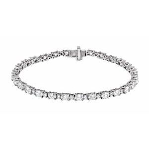 14K White Gold Oval 4 X 3Mm G-H Si 5 1/2 Ctw Lab-Grown Diamond Line Bracelet, Length: 7 In