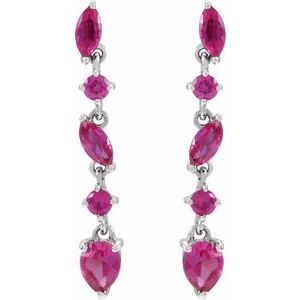 14K White Gold Pear 4 X 3 Mm Natural Ruby Drop Earrings