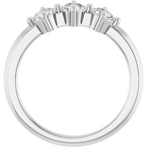 14K White Gold Round 4.1 Mm Polished 3/4 Ctw Natural Diamond Anniversary Band Size 7