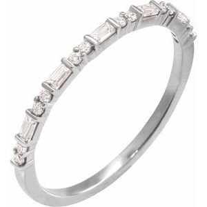14K White Gold Straight Baguette 2.3 X 1.2 Mm Polished 1/5 Ctw Natural Diamond Stackable Ring Size 7
