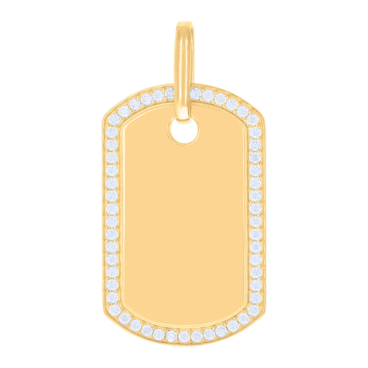 Sterling Silver Mens Cubic-Zirconia Dog Tag Fashion Charm Pendant
