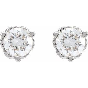 14K White Gold Round 3Mm Si1-Si2, Gh 1/5 Ctw Lab-Grown Diamond 3-Prong Friction Back Infinity-Inspired Earrings