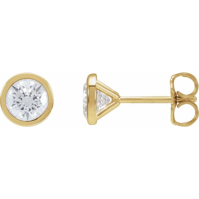 14K Yellow Or White Gold Round Si1-Si2, Gh Friction Back Bezel Polished Lab-Grown Diamond Cocktail-Style Earrings