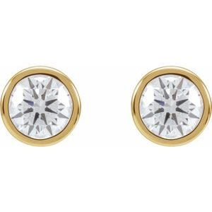 14K Yellow Gold Round 4.8Mm Si1-Si2, Gh 3/4 Ctw Lab-Grown Diamond Cocktail-Style Bezel-set Friction Back Earrings