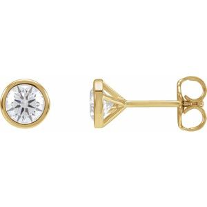 14K Yellow Gold Round 4.8Mm Si1-Si2, Gh 3/4 Ctw Lab-Grown Diamond Cocktail-Style Bezel-set Friction Back Earrings