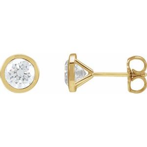 14K Yellow Gold Round 5.8Mm Si1-Si2, Gh 1 1/2 Ctw Lab-Grown Diamond Cocktail-Style Bezel-set Friction Back Earrings