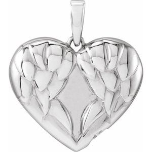 Sterling Silver 24.5 X 20.3 Mm Polished Heart Angel Wings Ash Holder Pendant And Accessory Kit