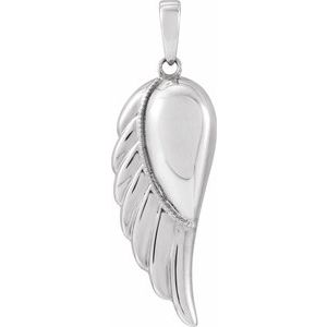 Sterling Silver 33.5 X 11 Mm Polished Angel Wing Ash Holder Pendant And Accessory Kit