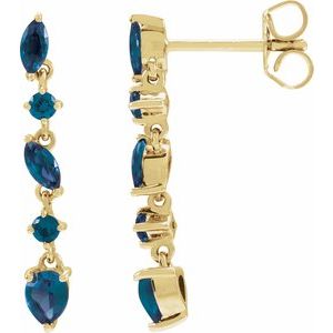 14K Yellow Gold Pear 4 X 3 Mm Natural Blue Sapphire Drop Earrings