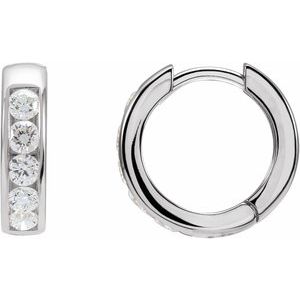 14K White Gold Pair Round Shape 2.5Mm I1, Gh 5/8 Ctw Natural Diamond Hinged Hoop Earrings, Length: 14 Mm, Thickness: 3.5 Mm