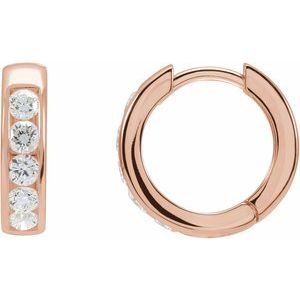 14K Rose Gold Pair Round Shape 2.5Mm Si1-Si2, Gh 5/8 Ctw Lab Grown Diamond Hinged Hoop Earrings, Length: 14 Mm, Thickness: 3.5 Mm