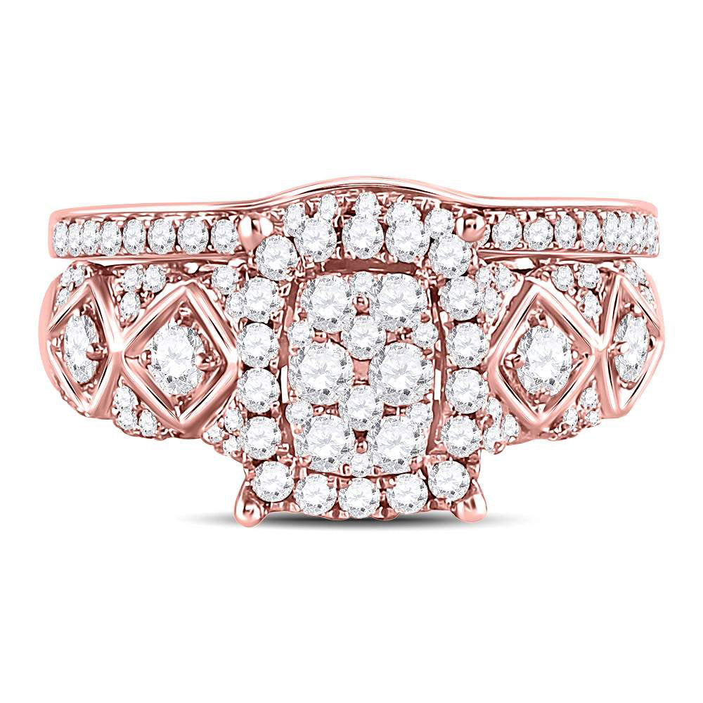 14K Yellow Or White Or Rose Gold Round Diamond Bridal Wedding Ring Band Set , Womens Size: 5-10