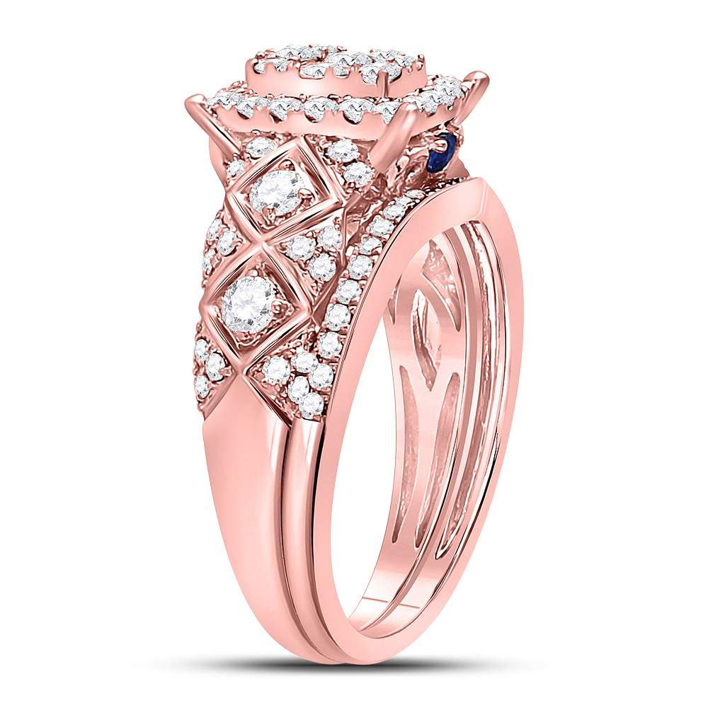 14K Yellow Or White Or Rose Gold Round Diamond Bridal Wedding Ring Band Set , Womens Size: 5-10