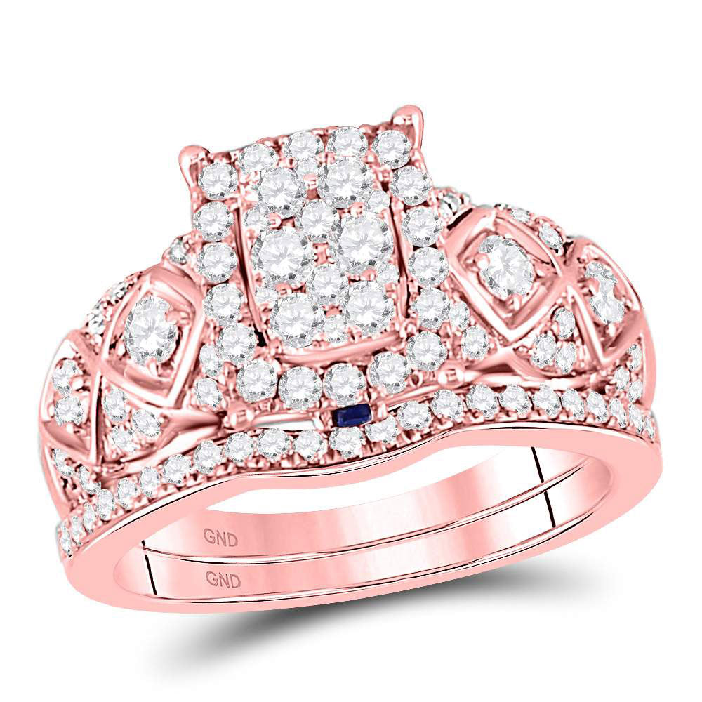 14K Yellow Or White Or Rose Gold Round Diamond Bridal Wedding Ring Band Set , Womens Size: 5-10