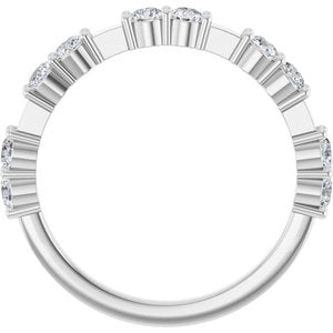 14K White Gold Round 2.5 Mm Polished 5/8 Ctw Lab-Grown Diamond Anniversary Band Size 7