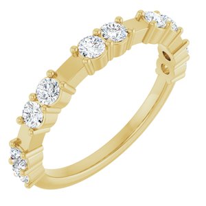 14K Yellow Gold Round 2.5 Mm Polished 5/8 Ctw Lab-Grown Diamond Anniversary Band Size 7