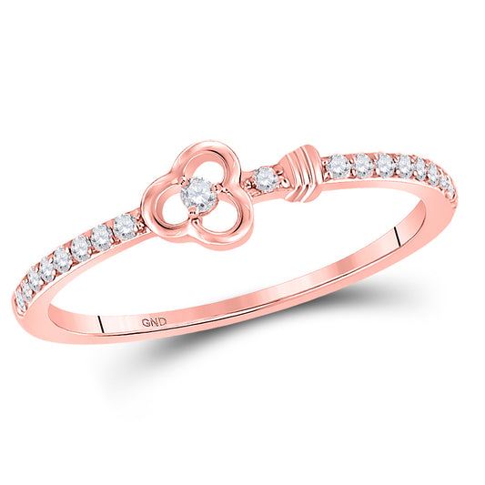 10K Yellow Or White Or Rose Gold Womens Round Diamond Spade Stackable Band Ring , Womens Size: 5-10