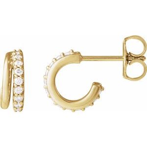 14K Yellow Gold Round 1.2 Mm 1/6 Ctw Natural Diamond Hoop Earrings