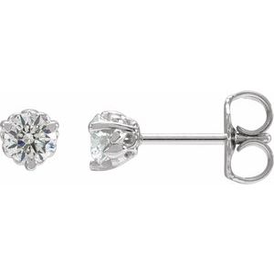 14K White Gold Round 3.5Mm Si1-Si2, Gh 1/3 Ctw Lab-Grown Diamond 3-Prong Fleur-De-Lis Friction Back Earrings