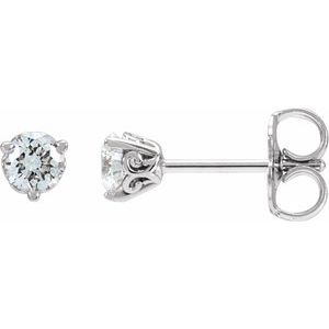 14K White Gold Round 3.5Mm Si1-Si2, Gh 1/3 Ctw Lab-Grown Diamond 3-Prong Scroll Friction Back Earrings