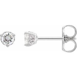 14K White Gold Round 3Mm Si1-Si2, Gh 1/5 Ctw Lab-Grown Diamond 3-Prong Scroll Friction Back Earrings