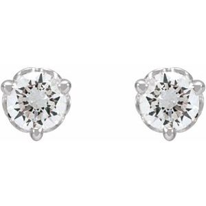 14K White Gold Round 3Mm Si1-Si2, Gh 1/5 Ctw Lab-Grown Diamond 3-Prong Scroll Friction Back Earrings
