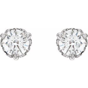 14K White Gold Round 3Mm Si1-Si2, Gh 1/5 Ctw Lab-Grown Diamond 3-Prong Vintage-Inspired Friction Back Earrings