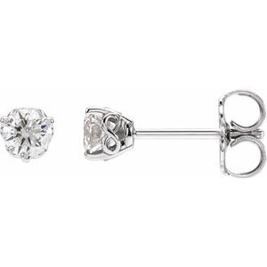 14K White Gold Round 3.5Mm Si1-Si2, Gh 1/3 Ctw Lab-Grown Diamond 3-Prong Friction Back Infinity-Inspired Earrings