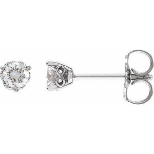 14K White Gold Round 3Mm Si1-Si2, Gh 1/5 Ctw Lab-Grown Diamond 3-Prong Friction Back Infinity-Inspired Earrings
