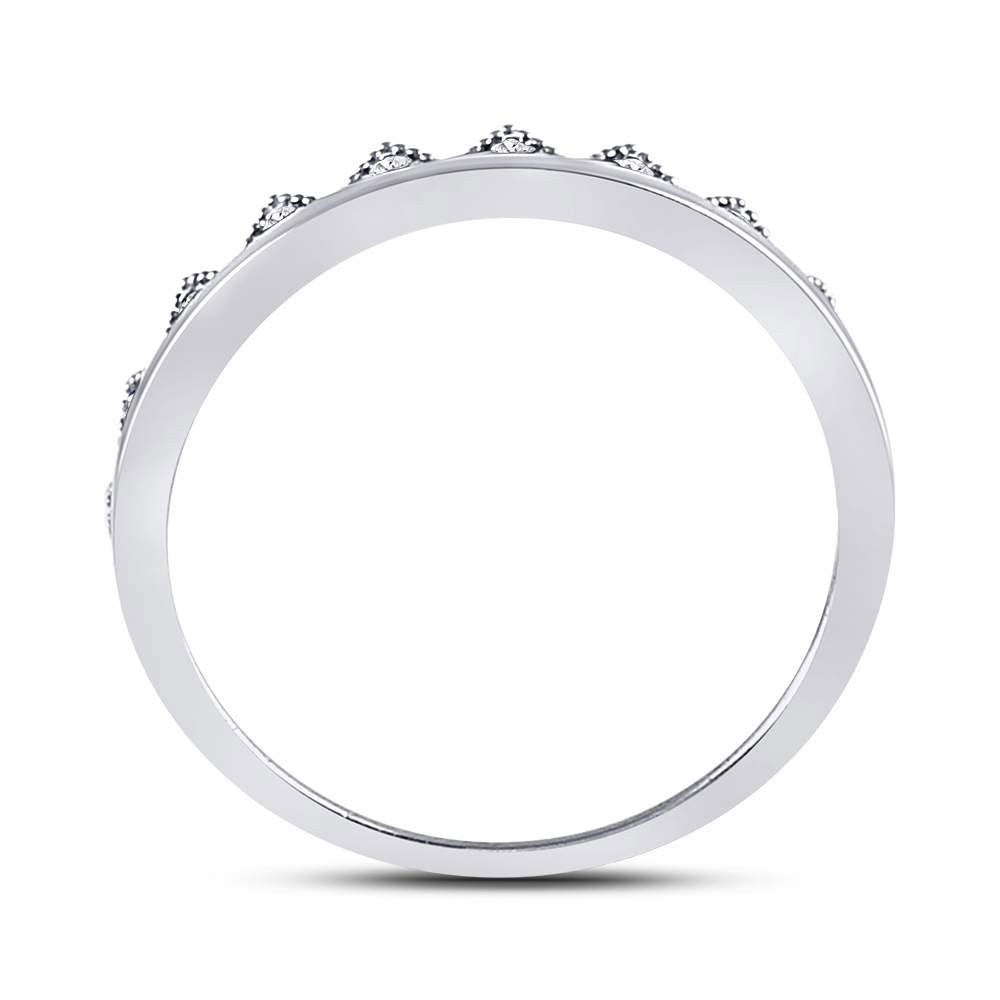 10K Rose Or White Gold  Womens Round Diamond Chevron Stackable Band Ring 1/10 Cttw, Womens Size: 5-10