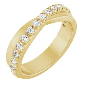 14K Yellow Gold Round 2 Mm Polished 1/2 Ctw Natural Diamond Anniversary Band Size 7