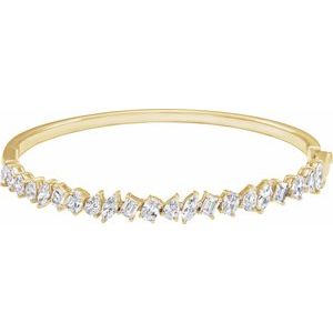 14K Yellow Gold Marquise 5.5 X 2.8Mm G-H Si 4 1/5 Ctw Lab-Grown Diamond Bangle Bracelet, Length: 7 In