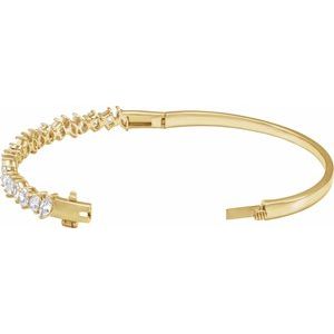 14K Yellow Gold Marquise 5.5 X 2.8Mm G-H Si 4 1/5 Ctw Lab-Grown Diamond Bangle Bracelet, Length: 7 In
