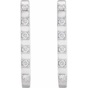 14K White Gold 19.5 X 11 Mm 2 Mm Round 1.5Mm Pair Hinged Polished 1/6 Ctw Natural Diamond Hoop Earrings