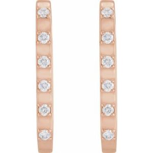 14K Rose Gold 19.5 X 11 Mm 2 Mm  Round 1.5Mm :: 1/6 Ctw Pair Hinged Polished 1/6 Ctw Natural Diamond Hoop Earrings