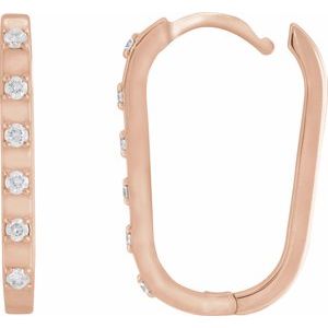 14K Rose Gold 19.5 X 11 Mm 2 Mm  Round 1.5Mm :: 1/6 Ctw Pair Hinged Polished 1/6 Ctw Natural Diamond Hoop Earrings
