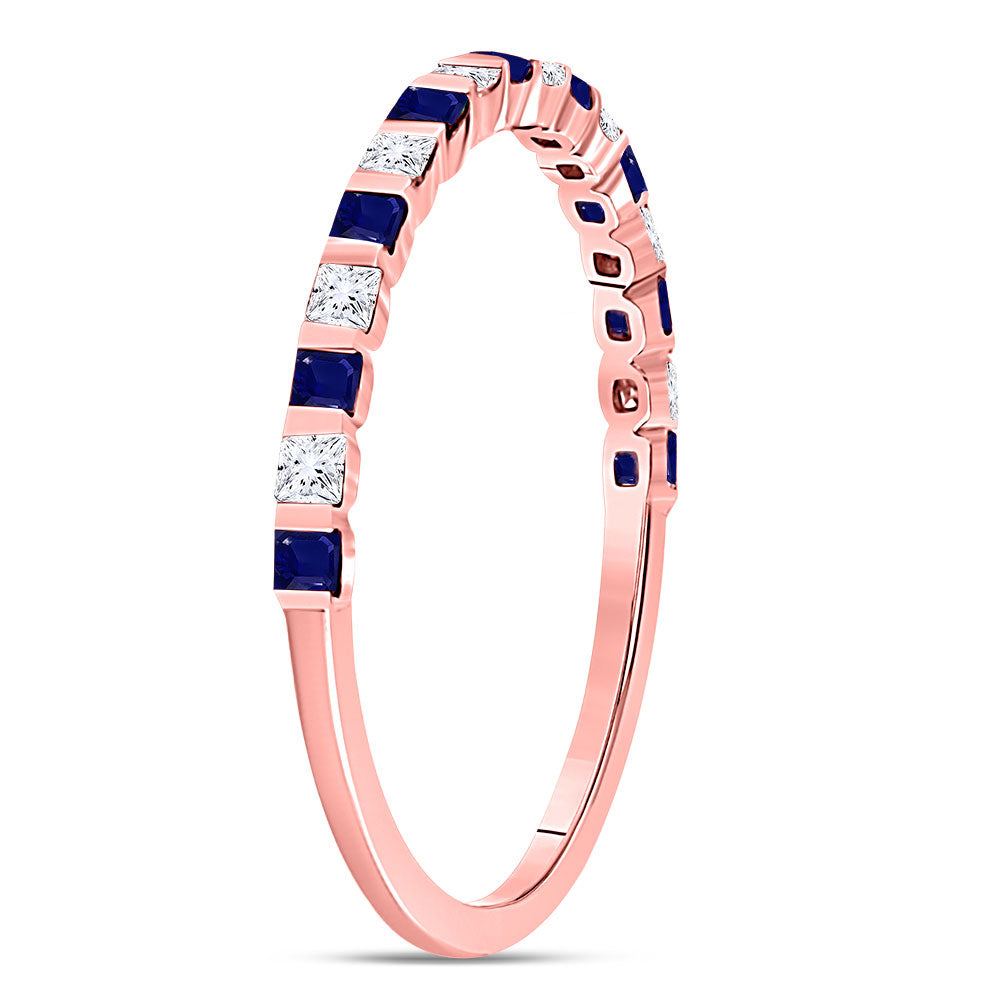 10K Rose Or Yellow Gold Womens Princess Diamond Alternating Stackable Band Ring, Womens Size: 5-10