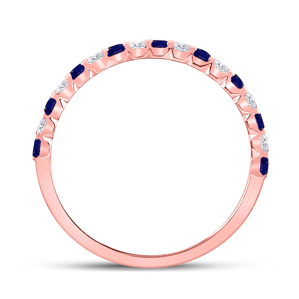 10K Rose Or Yellow Gold Womens Princess Diamond Alternating Stackable Band Ring, Womens Size: 5-10