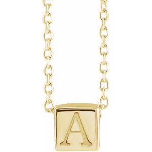 14K Yellow Gold 5 X 5 Mm 18 In Polished Cube Necklace