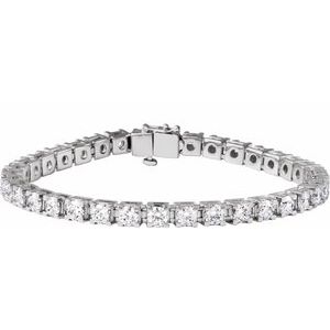 14K White Gold Round 3.9Mm G-H Si1-Si2 9 Ctw Lab-Grown Diamond Line Bracelet, Length: 7.25 In