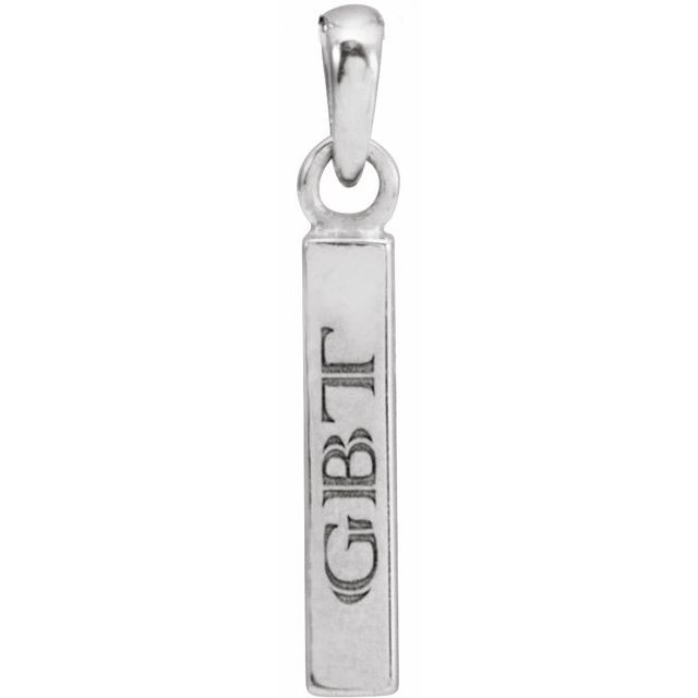 14K White Gold Or Sterling Silver Polished Engravable Four Sided Bar Pendant