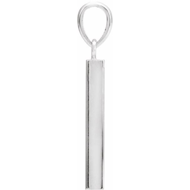 14K White Gold Or Sterling Silver Polished Engravable Four Sided Bar Pendant