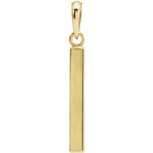 14K Yellow Or Rose Gold Or Sterling Silver Or Platinum Engravable Four-Sided Bar Pendant