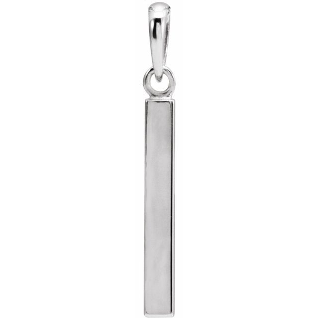 14K White Gold Or Sterling Silver Polished Engravable Four Sided Bar Pendant